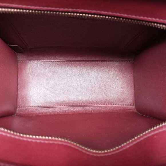Celine Luggage Nano Shopper Orange X Wine Red Leather X Suede W-at-0174 - Picture 6 of 10